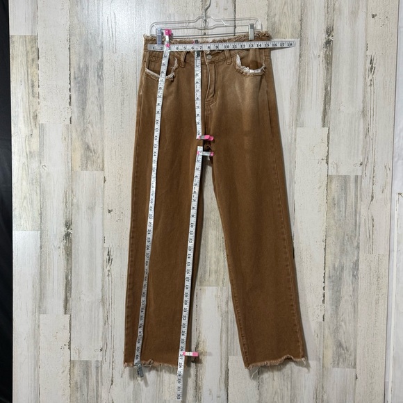 SHEIN Manfinity Brown Straight Jeans with Frayed Hem - Picture 4 of 14